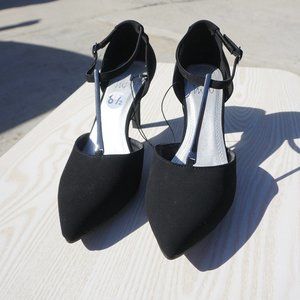Impo Black Suede T-strap Date Heels NEW